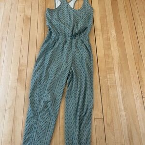 Patagonia Green Jumpsuit with Racerback and Geometric Print